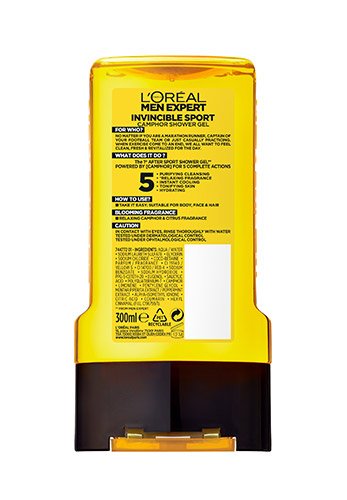 Shower Gel Invincible Sport Men Expert Bagside Produktbillede
