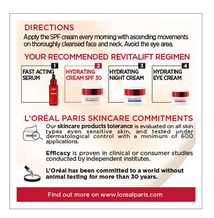 Face Care Day Cream Spf 30 Revitalift Side Packshot
